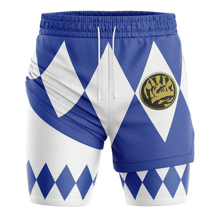 Bandai Periphery Power Rangers Men's Double Layer 2-in-1 Performance Gym Shorts Summer Quick-dry Comfy Lightweight Beach Shorts