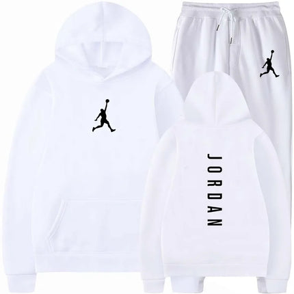 Autumn Wintern Mens 2-Piece Tracksuit Jordan Print Hoodie + Joggers Set Casual Sportswear for Gym Workout Basketball Daily Wear