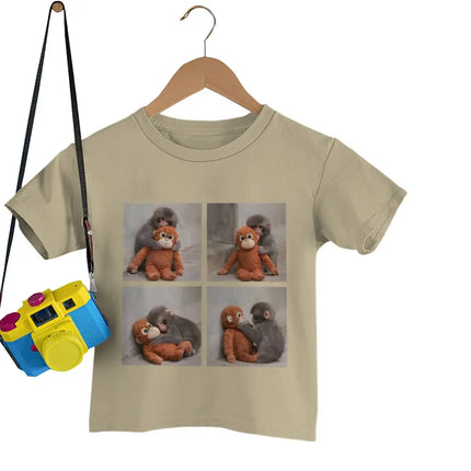 Harajuku Punch Monkey Streetwear Hipster Animal Lover Gifts T-shirts Women Men Round Neck Family Matching Clothing Kids Tshirts
