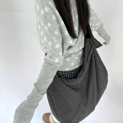 Winter Korean Vintage Irregular Warm Tops Women Stacked Collar Long Sleeve Loose Sweatshirt Retro Fashion Star Print Sweater New