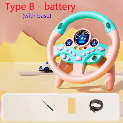 Kids Steering Wheel Toy - Backseat Pretend Play with Lights & Music - Fun Preschool Driving Simulator Gift for Toddlers