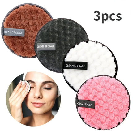 3Pcs Reusable Make Up Remover Pads Cotton Wipes Face Cleansing Sponge Cosmetics Microfiber Washable MakeUp Towel Skin Care Tools