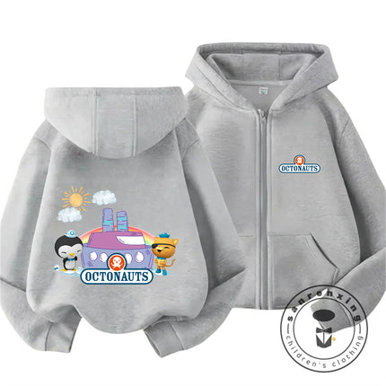 Cute Kawaii 2026 Octonauts Zipper Hoodie 3-14Y Boys Girls Autumn Winter Cartoon Street Hot Fashion Outdoor Casual Lovely