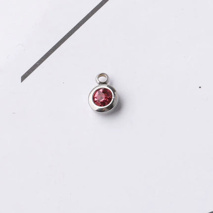 6.5mm Gold Titanium Steel Zodiac Sign Birthstone Pendant Charm Lucky Birthday Stone Cup Drill Point for DIY Jewelry Making