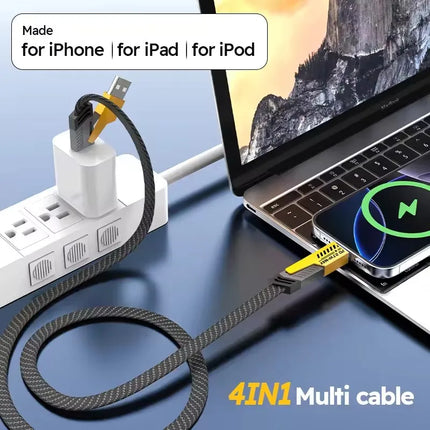 4 in 1 Universal 65W USB-C PD 27W Fast Charging Cable For iPhone 17 16 15 14 13 Pro Max Samsung Xiaomi Redmi POCO Huawei Honor