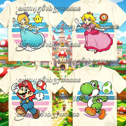 Classic Super Mario Short Sleeve T-Shirt Crew Neck Gaming Graphic Tee Casual Comfortable Soft Summer Top for Adults Family Match