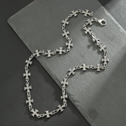 Punk Chain With Cross Necklace For Man Woman Hiphop Crosses Trend Jewelry Premium Clavicle Chain Gothic Bracelet Y2K Accessories