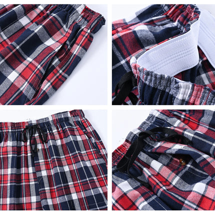 3Pcs Men's 100% Cotton Plaid Pajama Sleeping Pants, Long Plaid Print Sleepwear Pajama Pants with Elastic Waist Homewear
