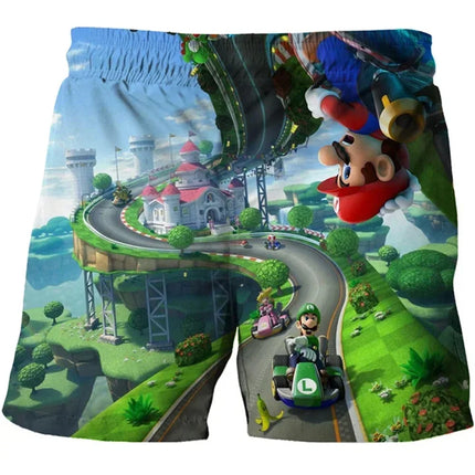 New Super  Beach Shorts Cartoon Animation Marios 3d Print Boys Casual Board Shorts Children's Marios Sports Pants Swimming Pants