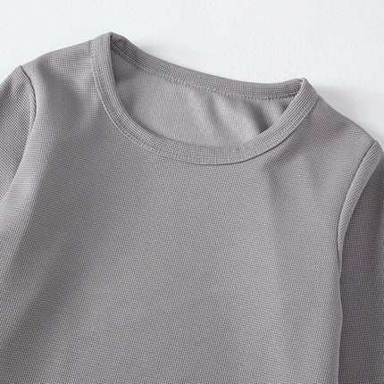 Children's Autumn Solid Color Simple Versatile Long-Sleeve T-shirt Boys' Casual Sports Shirt Girls' Fashion Round-Neck Sweatshirt