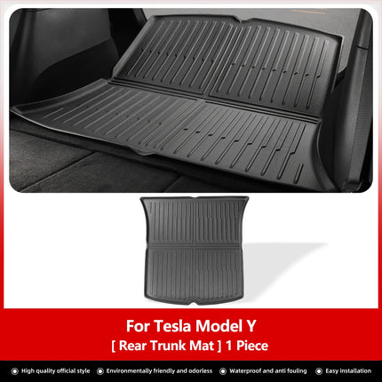 LUCKEASY For Tesla Model Y Rear Seat Backrest Protective Pad Trunk Mat Anti-Kick Pad Car Interior Accessories 2021-2024