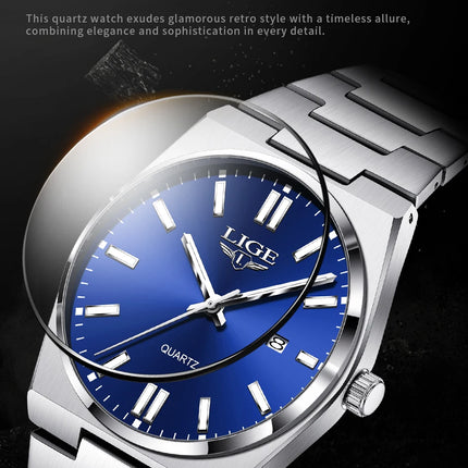 LIGE 2025 New Luxury Fashion Men's Watch Waterproof Luminous Date Quartz Watch Business Wristwatches Montre Pour Hommes Reloj