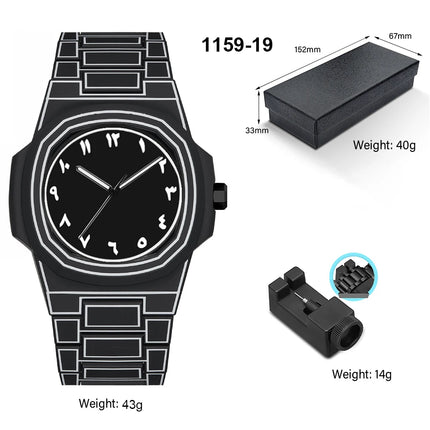 Top-quality luxurious men's sketch quartz watch with Arabic numeral display in 3D comic style