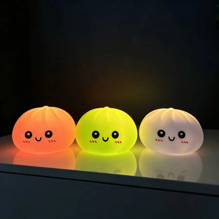 New LED Bun Squishy, Glowing Stress Ball, Light-up Bubble Spitting Bun, Realistic Steamed Bun，Desk Decoration