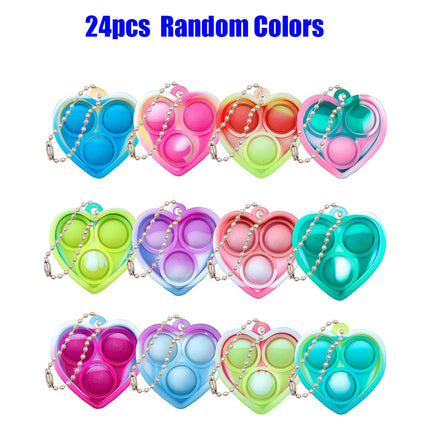 12/24/48Pcs Mini Pop Fidget Toy Pack Kit Keychain Stress Relief Toys Party Favors Office Desk Toy for Kids Adults Brinquedos