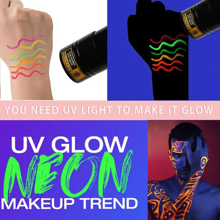 6pcs Glow in the Dark Face,Body Paint Set,Shimmer Liquid Eyeliner, Neon Fluorescent Makeup Sticks for Halloween,Music Festivals