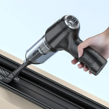 Handheld vacuum cleaner with integrated suction and blowing functions, ideal for cleaning cars, homes, offices, and pet areas.