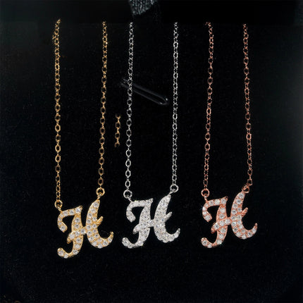 Iced Out Pendant Necklace  925 Silver Initial VVS Moissanite Letter Pendant Link Chain Necklace A-Z  for Men Women
