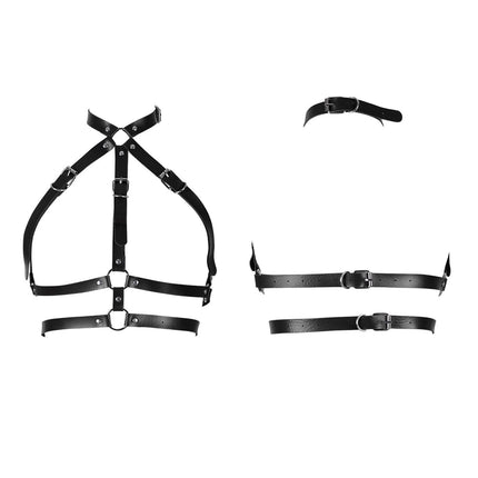 Female Unique Leather Suspenders Punk-Style Waist Belt Straps for Bar and Stage Performance Couple Sex BDSM