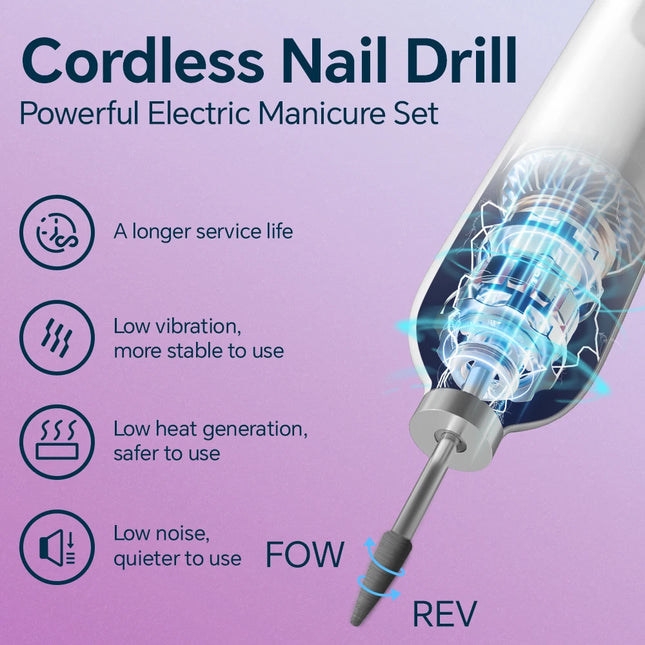 2in1 Professional Electric Nail Drill Kit with UV Nail Light, Portable Nail Machine for Acrylic Gel Nail, Manicure Pedicure Tool