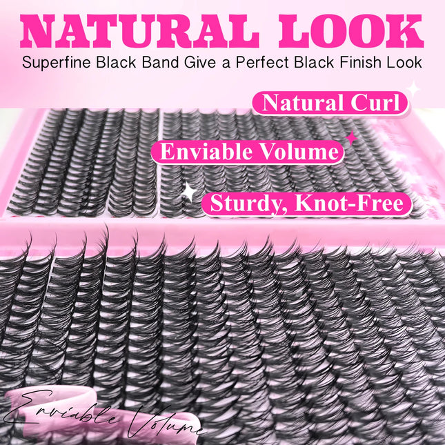 DIY Lash Extension Kit Clusters Individual Eyelashes Kit 9-16mm with Bond and Seal Wispy Natural Wispy Lashes