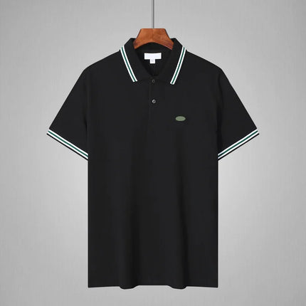 Basic Men's Polo Shirt Short Sleeve Cotton Summer Turn-down Collar T-shirt Two-button Casual Wear Comfortable Breathable