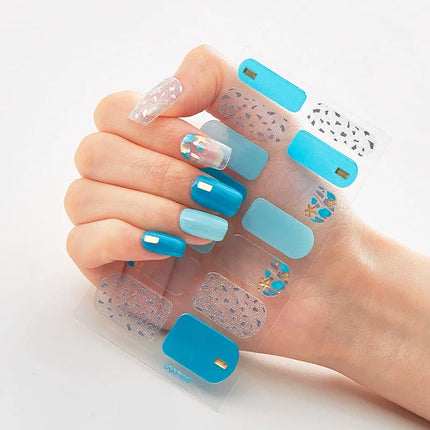 UV Semi-Cured Gel Nail Wraps Stickers Strips French Long Lasting Full Cover LED Gel Semi Cured Nail Sliders For Nail Extension