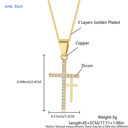 SUNSLL Cubic Zircon Rotatable Crown Cross Pendant Necklaces Classic Stainless Steel Chain Banquet Party Jewelry For Women Men