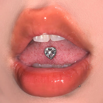 Trendy Four-color Tongue Puncture Nail Punk Hip-hop Rock Body Jewelry Spicy Girl Titanium Cool Steel Red Heart Tongue Piercing