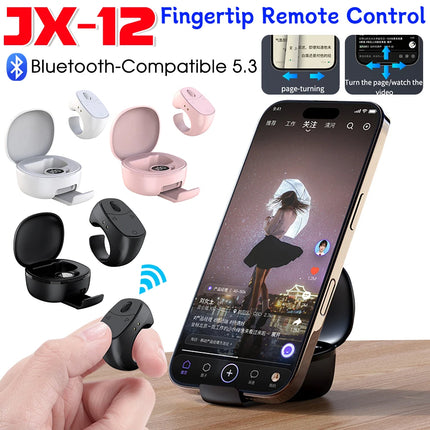Multi-function Automatic Remote Control BT 5.3 Portable Selfie Browse Video Read E-books Fingertip Controller for Mobile Phone