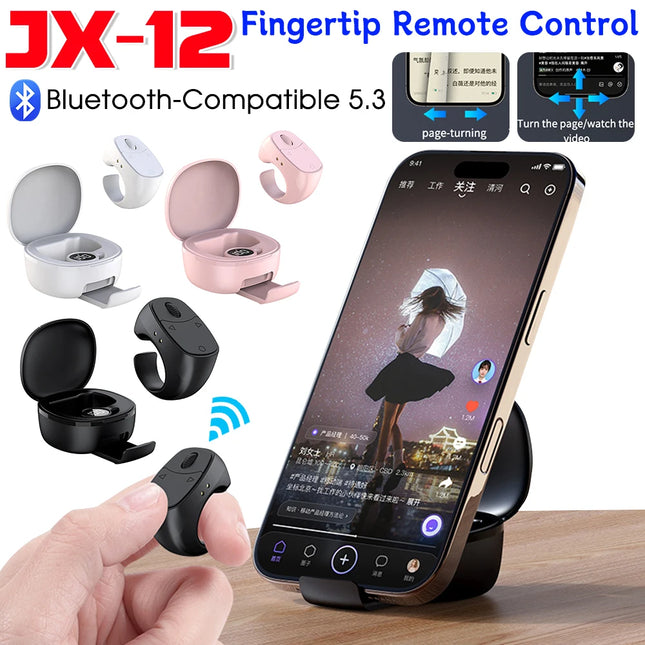 Multi-function Automatic Remote Control BT 5.3 Portable Selfie Browse Video Read E-books Fingertip Controller for Mobile Phone