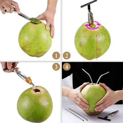 2pcs Coconut Opener Tool Stainless Steel Coco Nut Bottle Opener Safe and Convenient Coco Drill Punch Tool