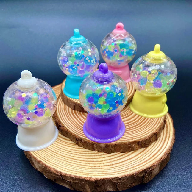 2024 Kawaii Decoration Gacha Machine Colored Beads Pinch Wet Squish Toy Gift Vent for Kids Pull Up TPR Soft Rubber Gacha Machine
