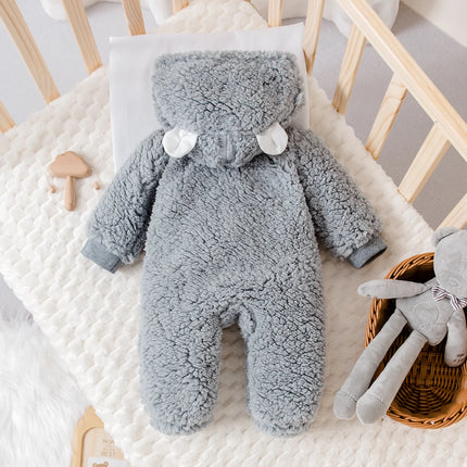 Baby Autumn Winter Plush Crawling Suit Cartoon Bull Design Soft Warm Cloud-like Wrap Sensation for Babies