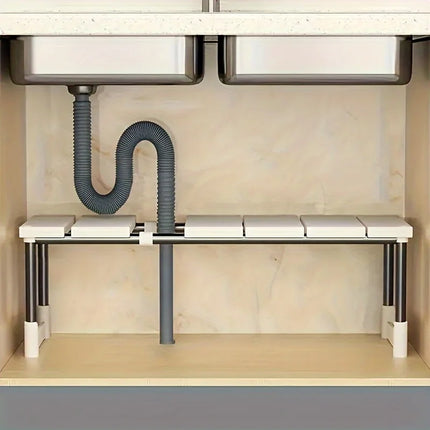 Adjustable Under-Sink Storage Rack - Stainless Steel Multi-Layer Space-Saving Storage Rack, Suitable for Kitchen and Bathroom Cabinets, Durable Wood-Free Design, Easy to Install, Multifunctional Under-Sink Shelf, Ideal Placem