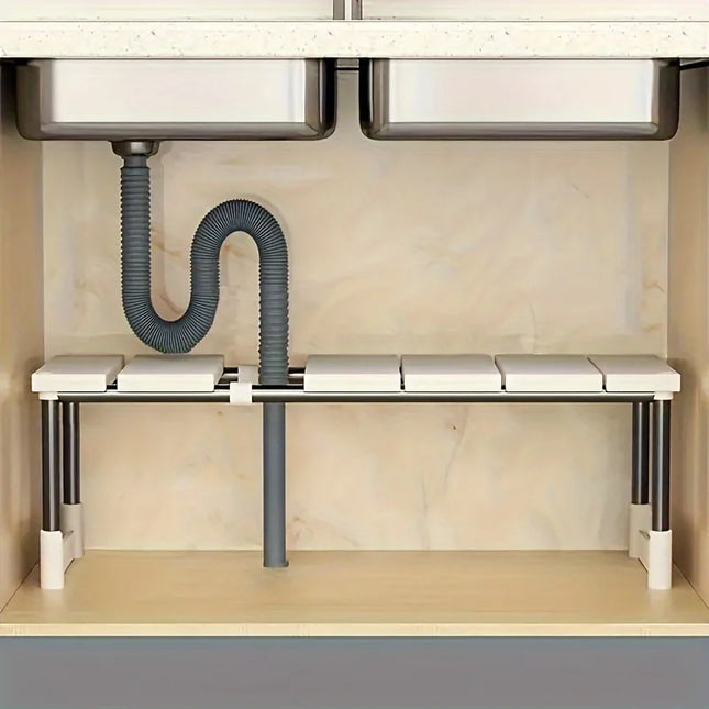 Adjustable Under-Sink Storage Rack - Stainless Steel Multi-Layer Space-Saving Storage Rack, Suitable for Kitchen and Bathroom Cabinets, Durable Wood-Free Design, Easy to Install, Multifunctional Under-Sink Shelf, Ideal Placem