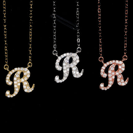 Iced Out Pendant Necklace  925 Silver Initial VVS Moissanite Letter Pendant Link Chain Necklace A-Z  for Men Women