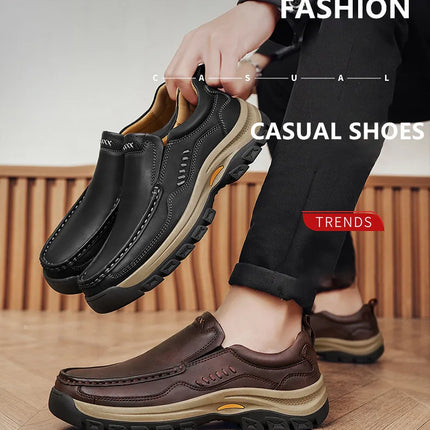 Brand Men Shoes High Quality Genuine Leather Men's Casual Shoes Slip On Comfort Business Man Flats Shoes Outdoor Men Work Shoes