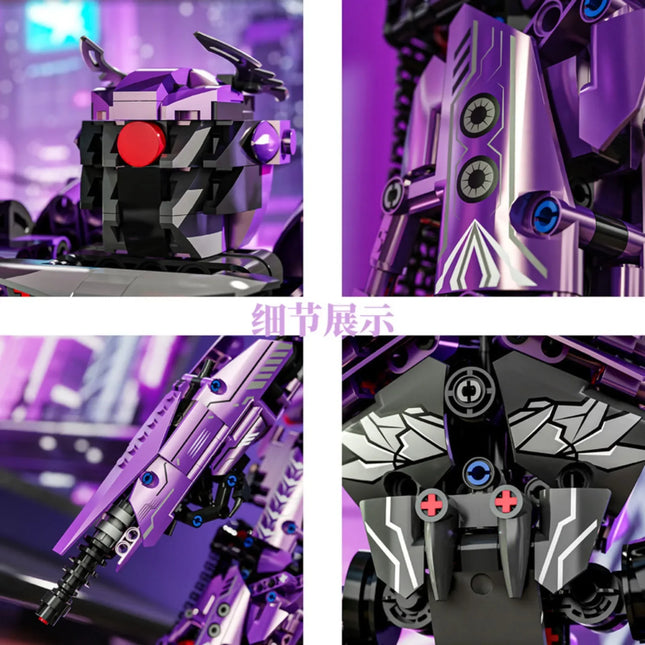 MOC Transformable Shockwave 2-in-1 Mecha Model Compatible with Mini Building Blocks STEM Educational Bricks Toys Gift for Boys