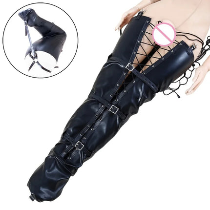 BDSM Leather Calf Cuffs Bondage Accessories with Fetish Restraint Bag Belts for Couple Orbs Vagina Clitoris Stimulator Sex Toys