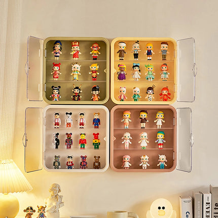 3-layer blind box storage display rack, transparent wall mounted cabinet, handmade doll frame, plush toy, Bubble Mart display bo