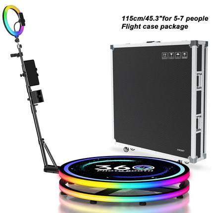 Rotating 360 Photo Booth Machine Selfie Stand App Control Freee Customize Logo With RGB Ring Light For Party Event With Case