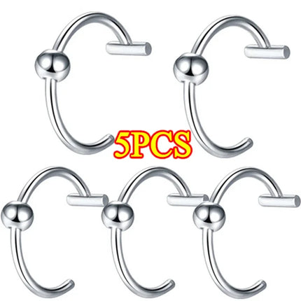 5PCS Punk Lips Rings Medical Titanium Steel Nose Ring Fake Nose Ring Septum Piercing Clip on Mouth Ring Fake Piercing Body Clip
