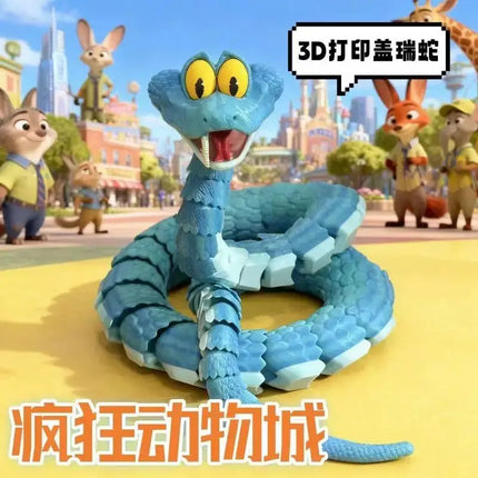 New 3d Printed Snake Gary Snake: Disney Zootopia 2 Articulated Simulation Toy Snake,  Gary Model Stress Relief Toys Child Gift