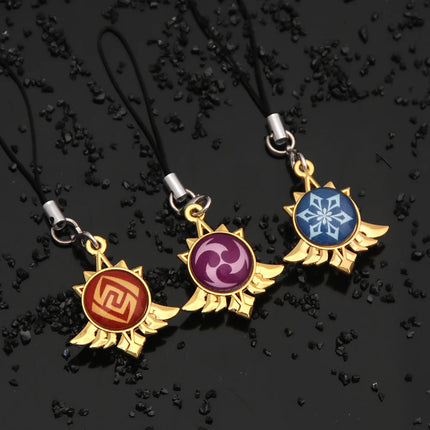 Game Genshin Impact Vision Keychain Luminous 7 Element Double Side Glass Pendant Eye Of Original Keyring Phone Charms Souvenir