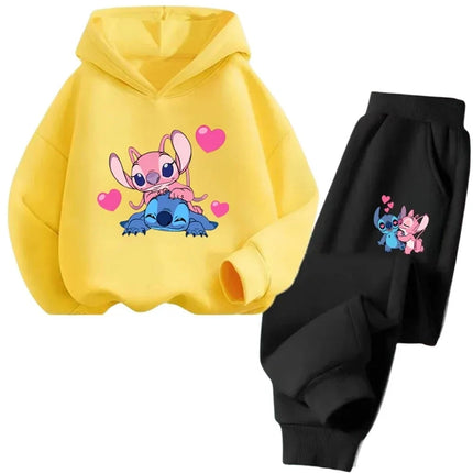 Brand Clothes Kawaii Stitch Hoodie Set Sweatshirts Later Hoodie Sonic Long Sleeve Pullover Boy Girl Tracksuit Set