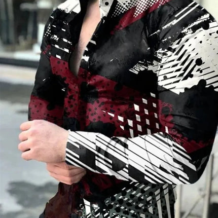 2024 Men's  Long Sleeve Shirt Casual All-match Fashion Street Men's Shirt Lapel Single-breasted Long Sleeve Top Men's Clothing