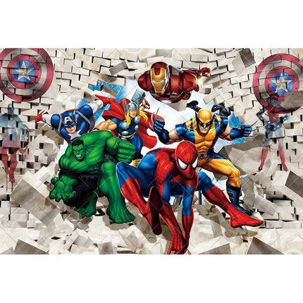 Marvel Superhero Backdrops Cartoon Avengers Theme Kids Boys Birthday Party Decor Photography Background Photo Photographic Props