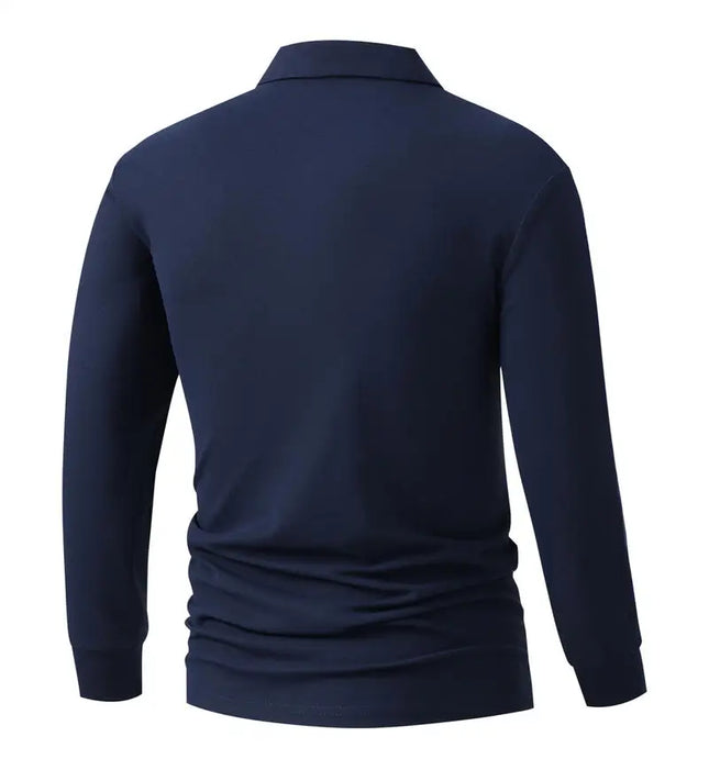 New Men's Business Casual Long Sleeved Shirt Solid Color Polo Shirt Fashionable Breathable Comfortable Versatile Top