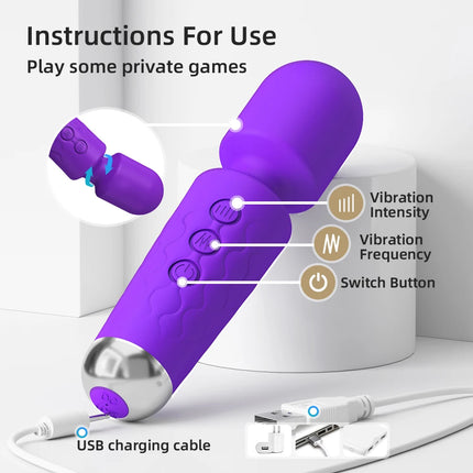Powerful 20 Speeds AV Vibrator Magic Wand Clitoris Stimulator Sex Toys for Women G Spot Massager Adult Female Sex Product
